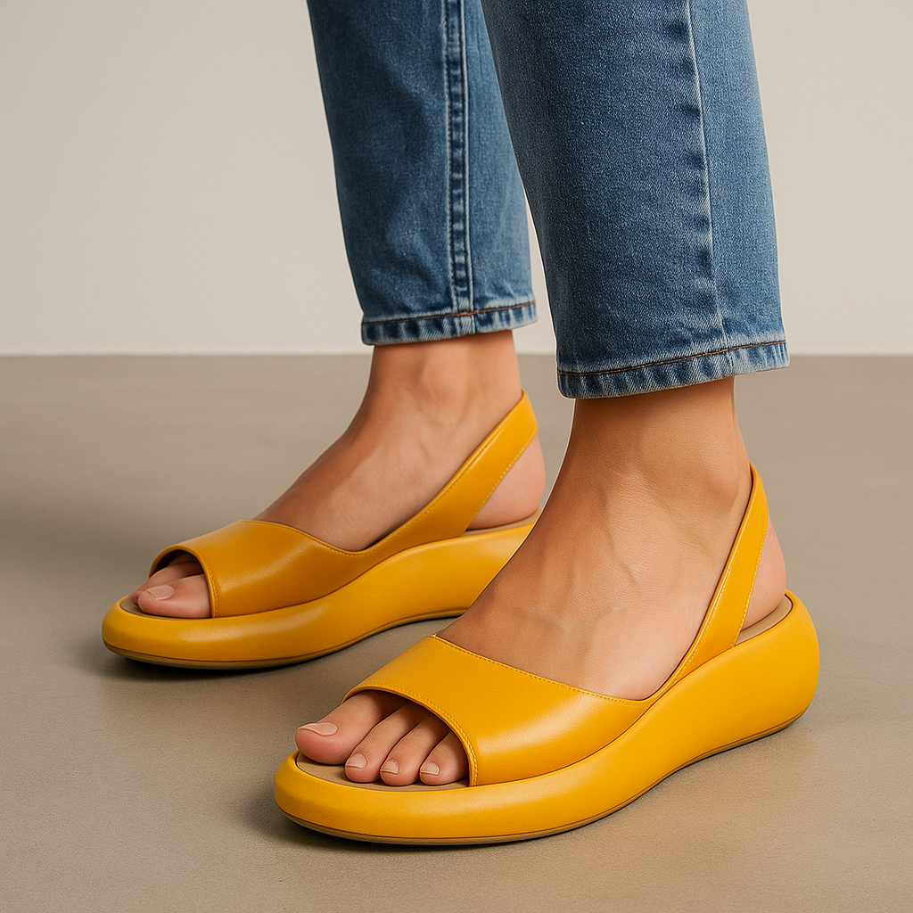 Libby Relaxed Flat Sandals with Cushioned Footbed – Yellow