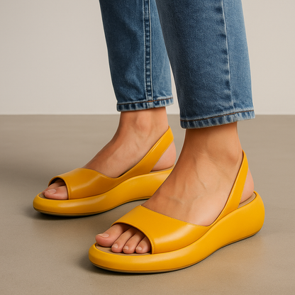 Libby Relaxed Flat Sandals with Cushioned Footbed – Yellow