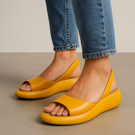 Libby Relaxed Flat Sandals with Cushioned Footbed – Yellow