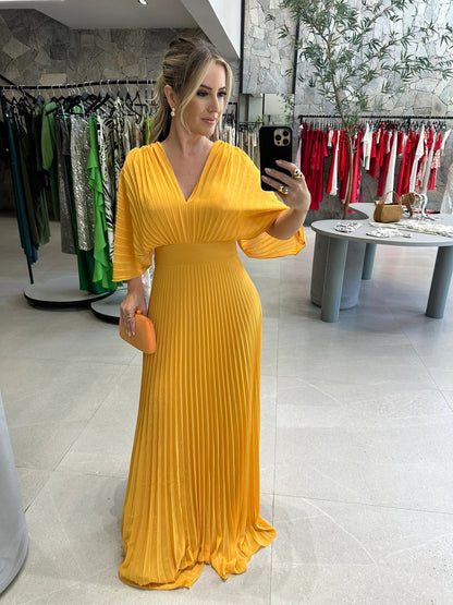 Lily Chic Pleated Maxi Dress in Bright Colours