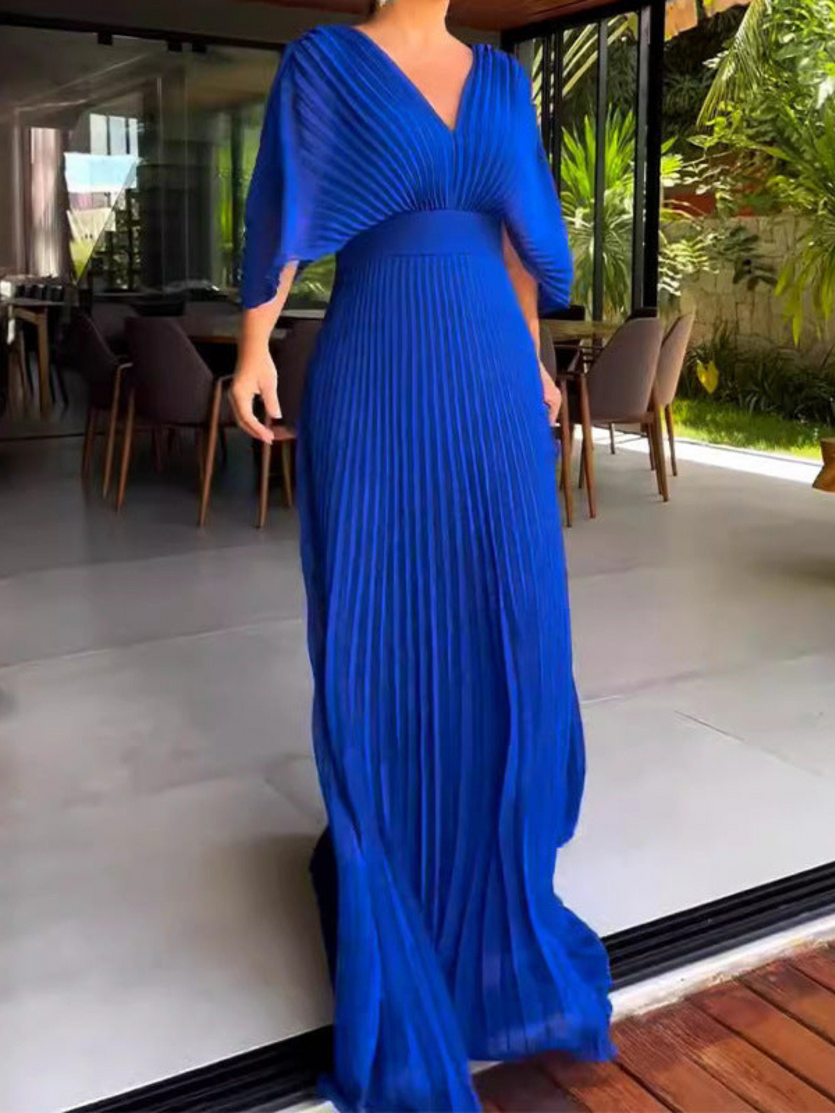 Lily Chic Pleated Maxi Dress in Bright Colours