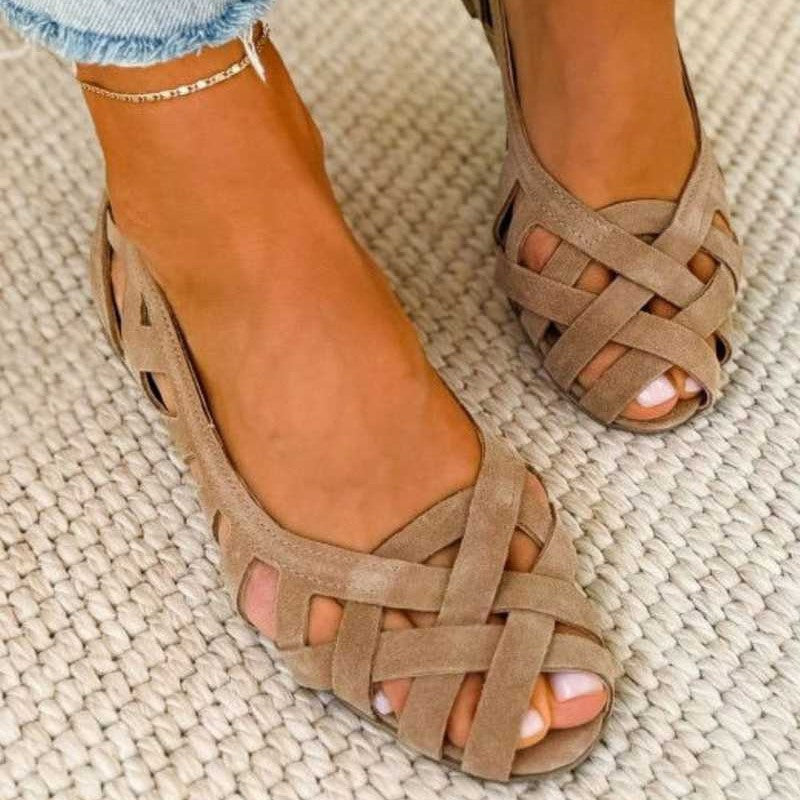 Lisa Woven Sandals with Textured Straps and Cushioned Base