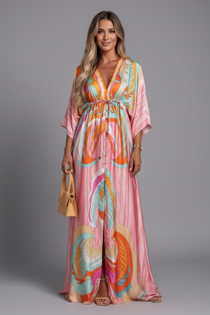 Lucy Effortless Boho Summer Maxi Dress – Pink