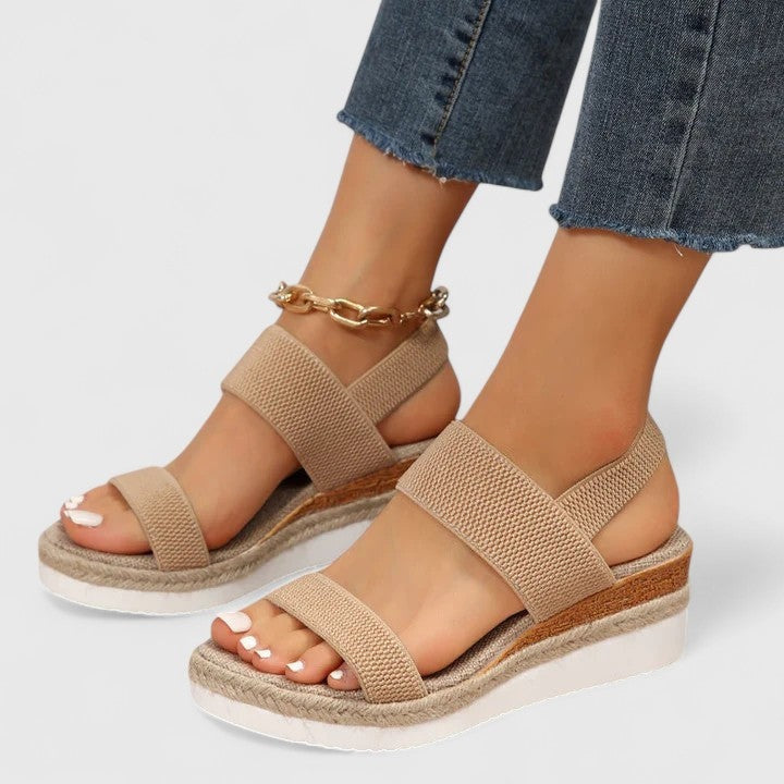 Mimi Slingback Espadrille Wedges with Elastic Straps