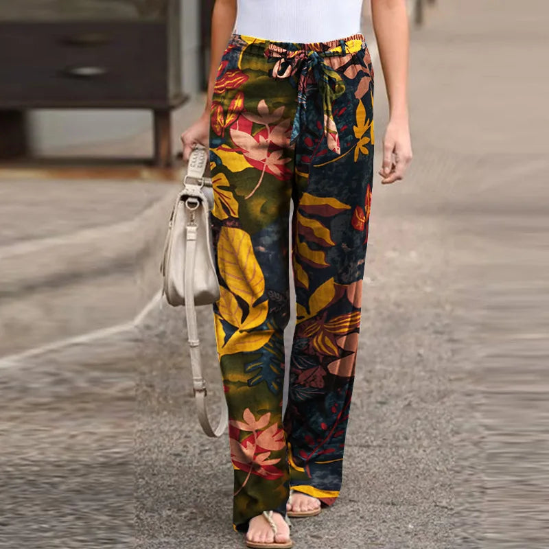 Nadia Lightweight Summer Linen Pants with Flowy Leg – Maple blue