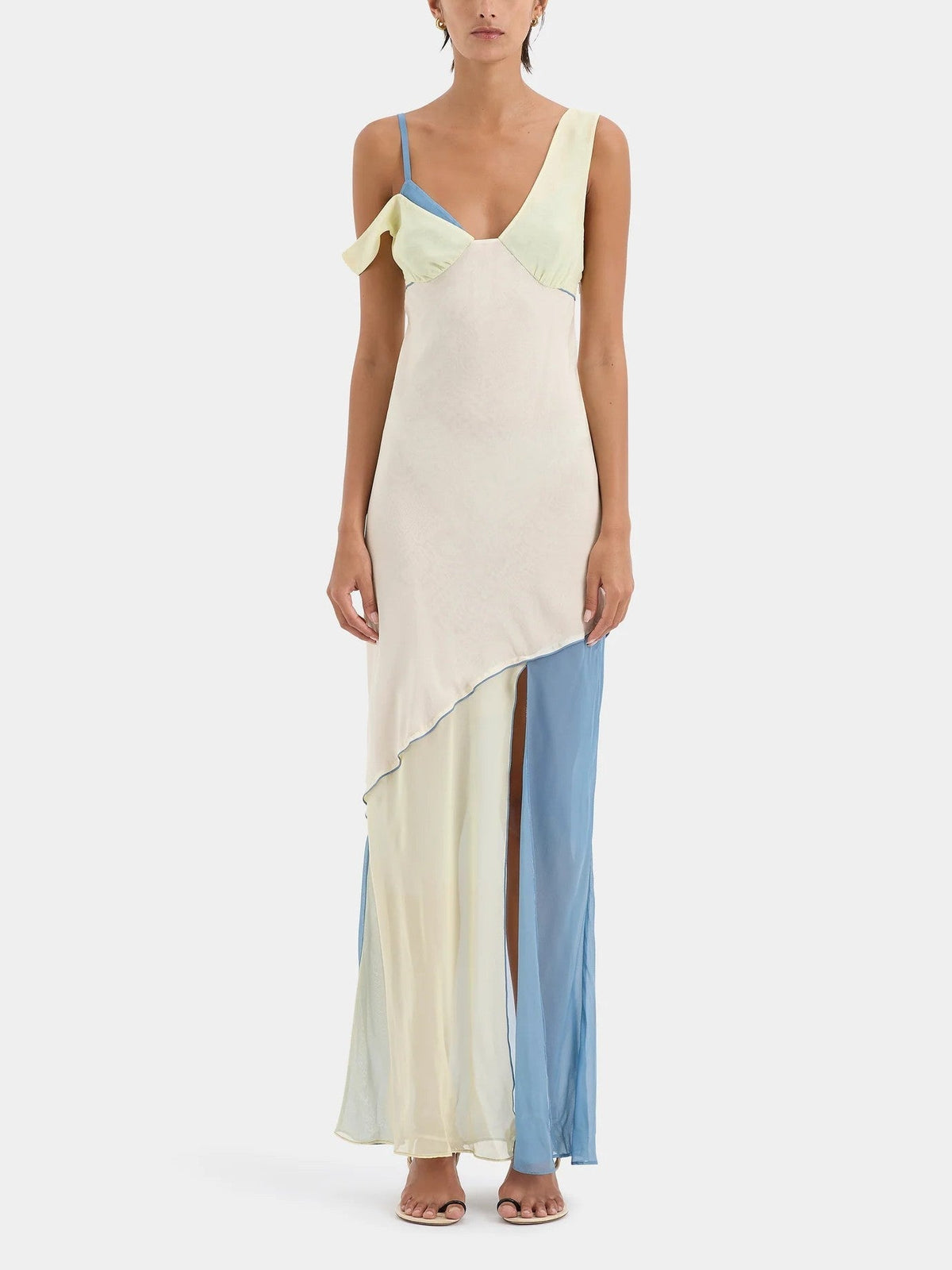 Nina Elegant White Maxi Dress with Front Split