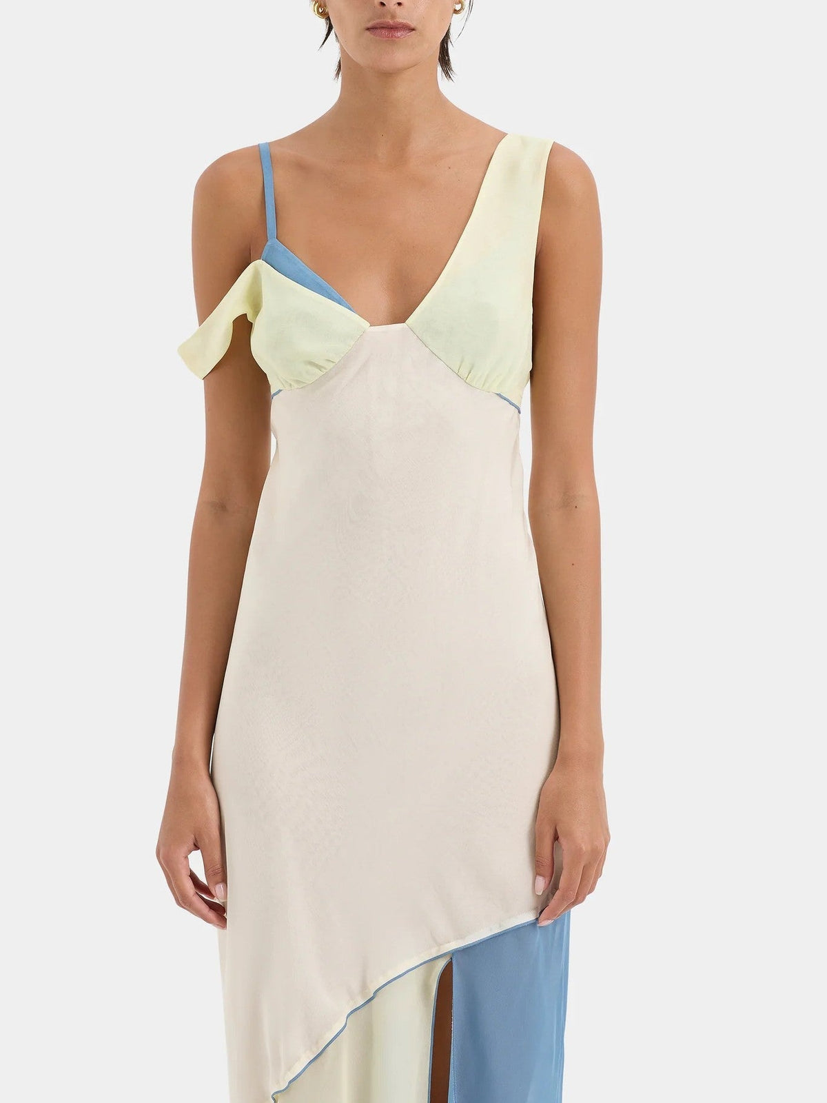 Nina Elegant White Maxi Dress with Front Split