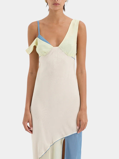 Nina Elegant White Maxi Dress with Front Split