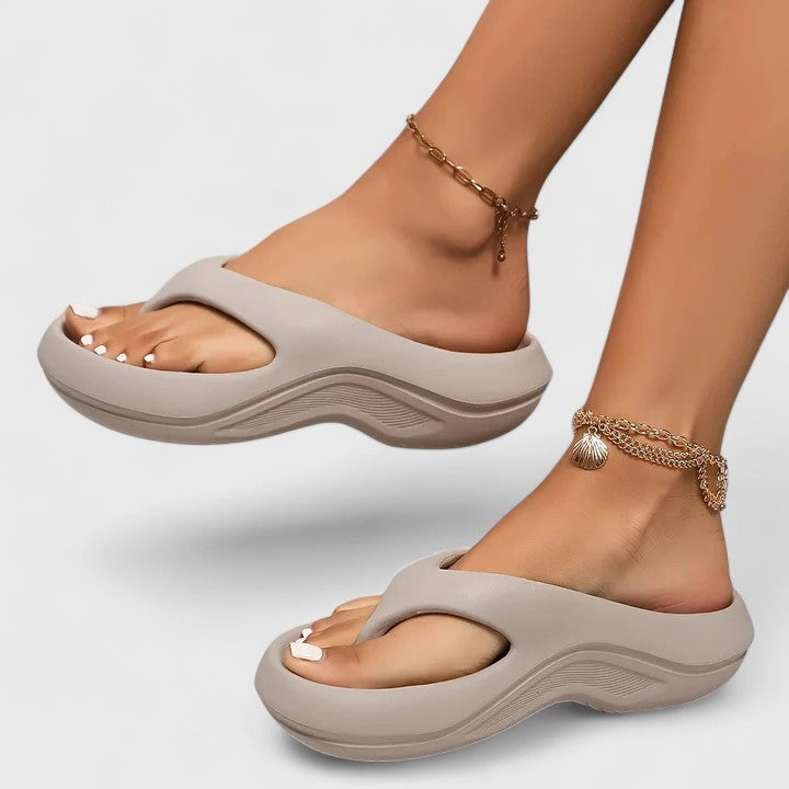 Nola Lightweight Summer Platform Sandals with Wave Tread – Grey