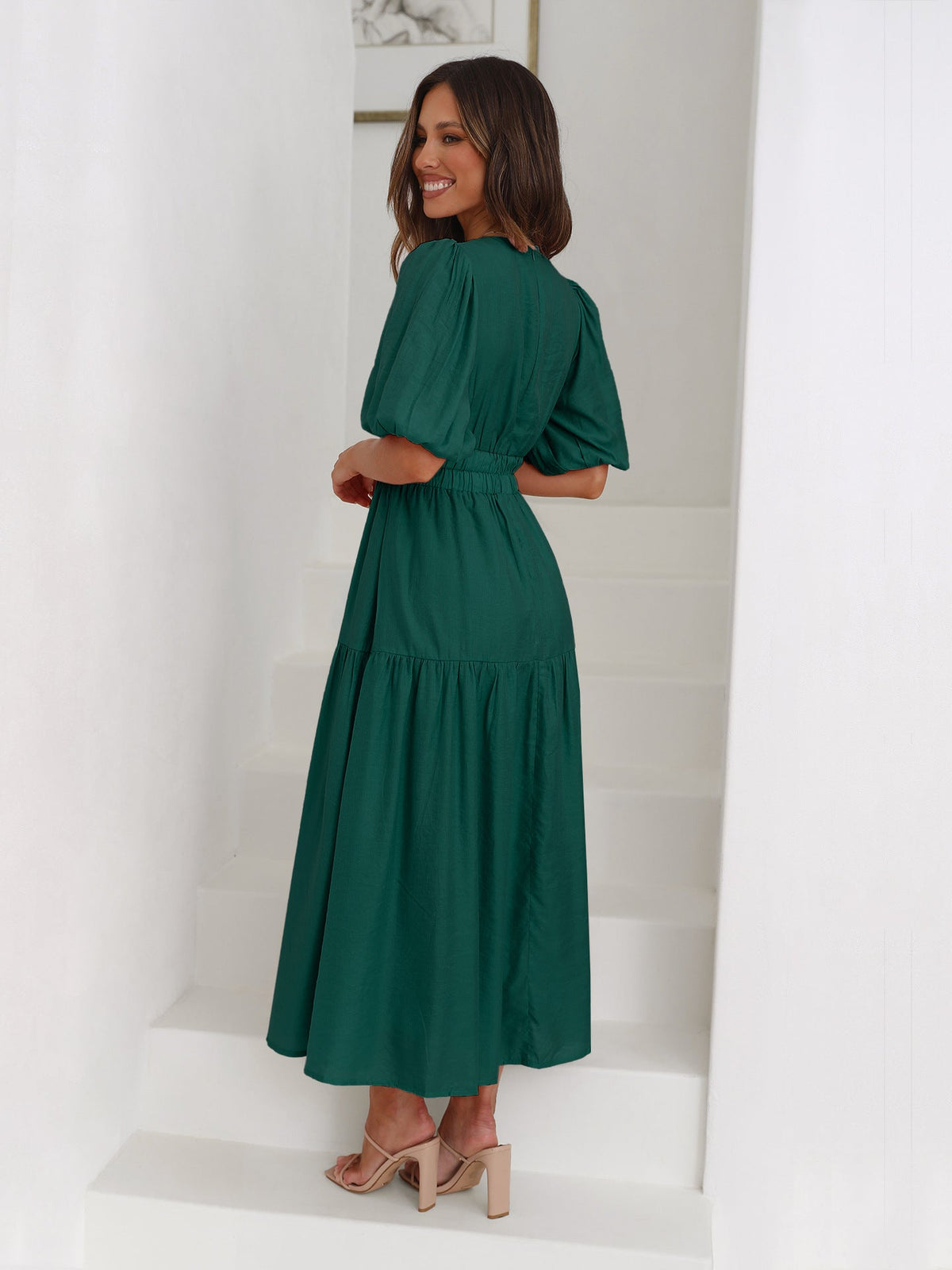 Nora Tiered Summer Maxi Dress with Puff Sleeves