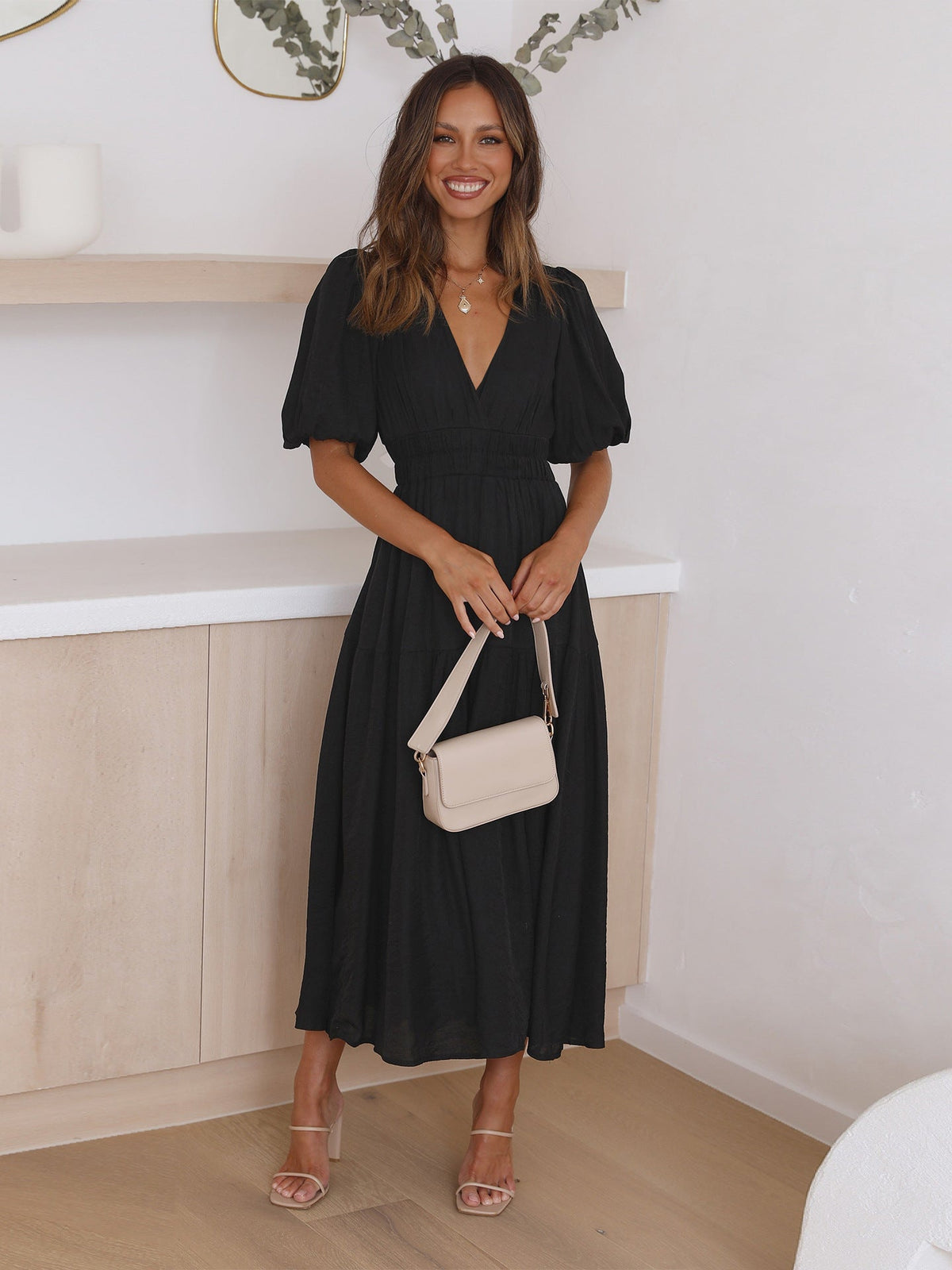 Nora Tiered Summer Maxi Dress with Puff Sleeves