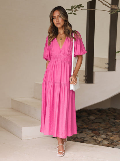 Nora Tiered Summer Maxi Dress with Puff Sleeves