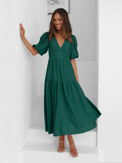 Nora Tiered Summer Maxi Dress with Puff Sleeves