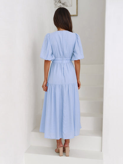 Nora Tiered Summer Maxi Dress with Puff Sleeves