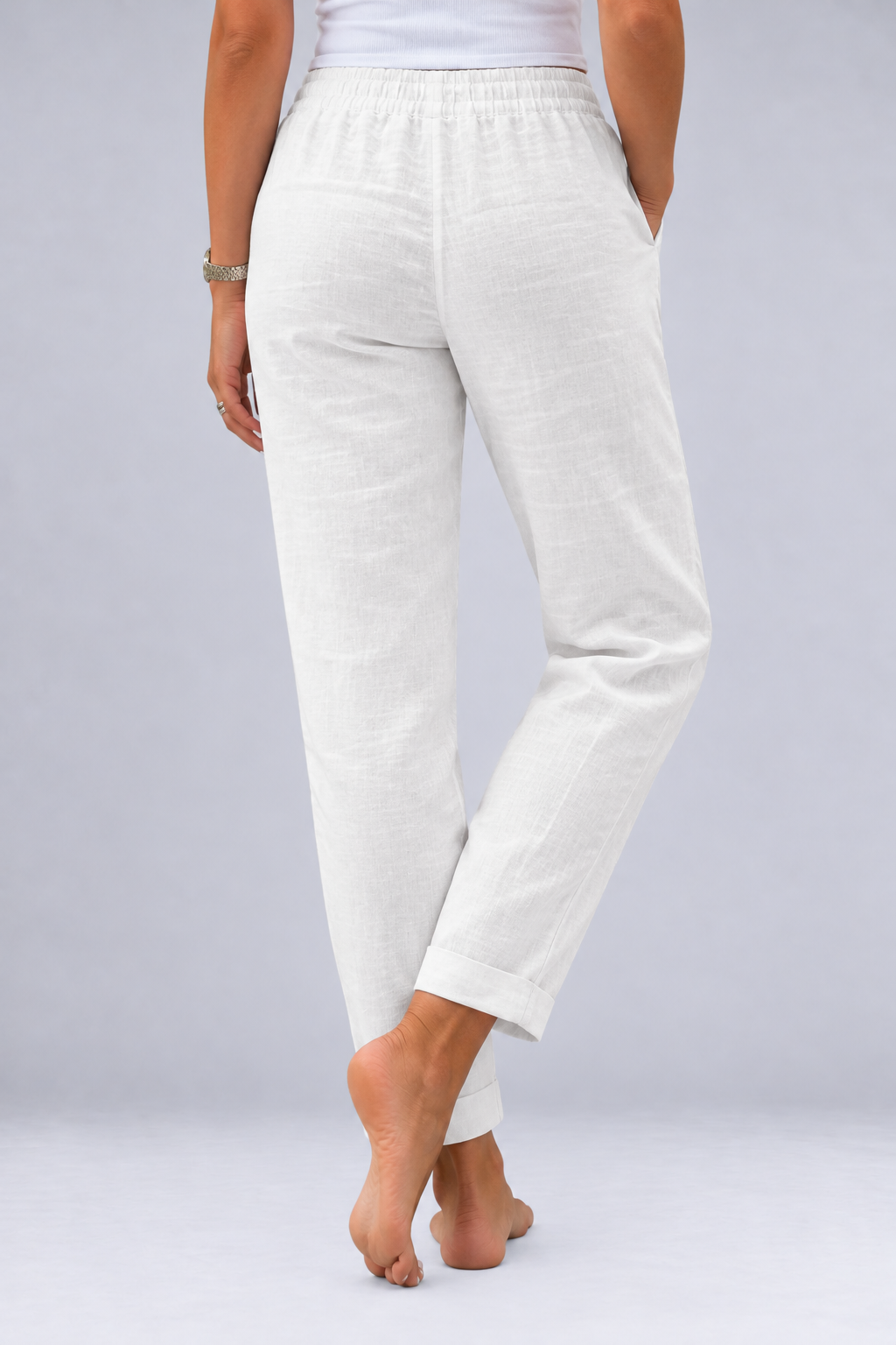 Paige Tapered Linen Blend Pants with Drawstring Waist