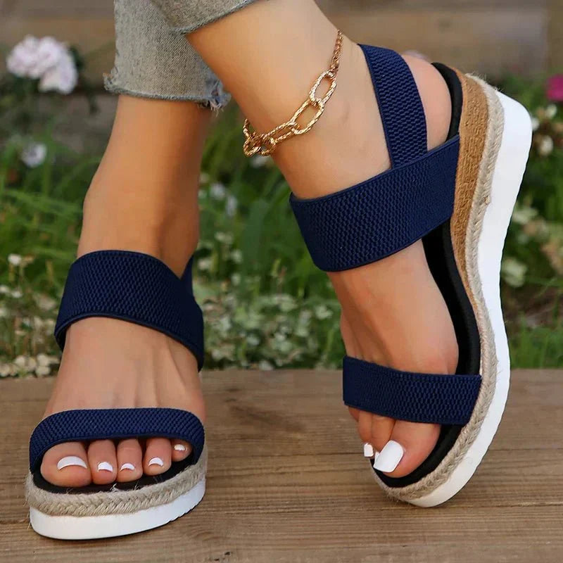 Paula Sporty Slip-On Platform Sandals with Stretch Straps