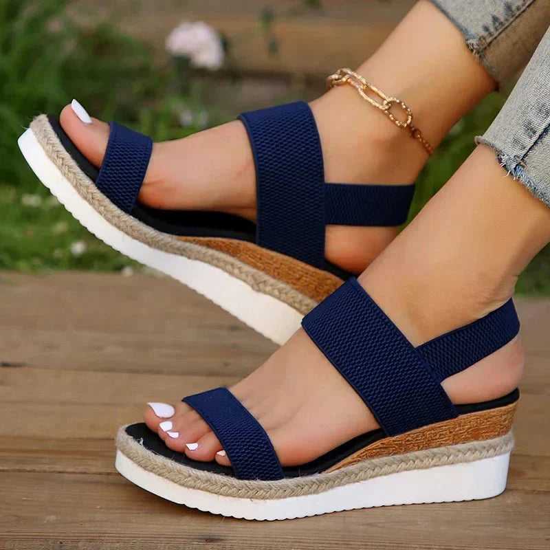 Paula Sporty Slip-On Platform Sandals with Stretch Straps