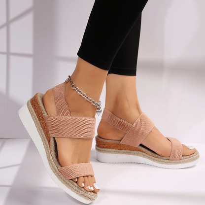 Paula Sporty Slip-On Platform Sandals with Stretch Straps – Pink