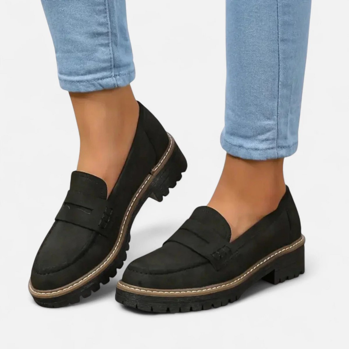 Remy Chic Slip-On Loafers with Cushioned Insole – Black