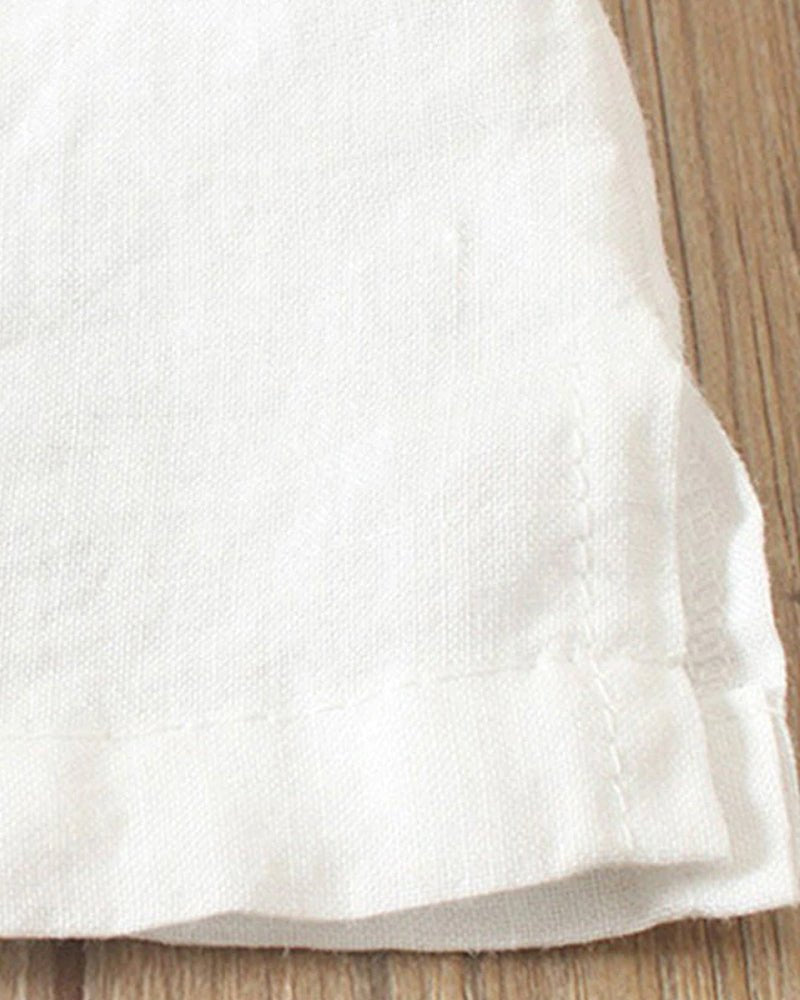 Renee Relaxed Linen-Look Tunic Top with Diagonal Buttons
