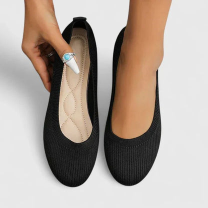Rita Stretch Knit Ballet Flats with Grippy Sole – Black