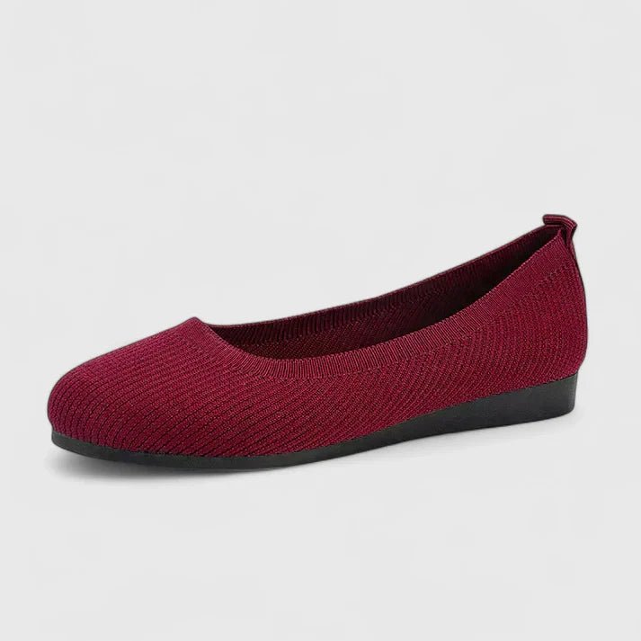 Rita Stretch Knit Ballet Flats with Grippy Sole – Burgundy