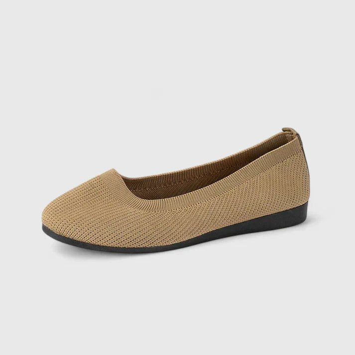 Rita Stretch Knit Ballet Flats with Grippy Sole – Khaki