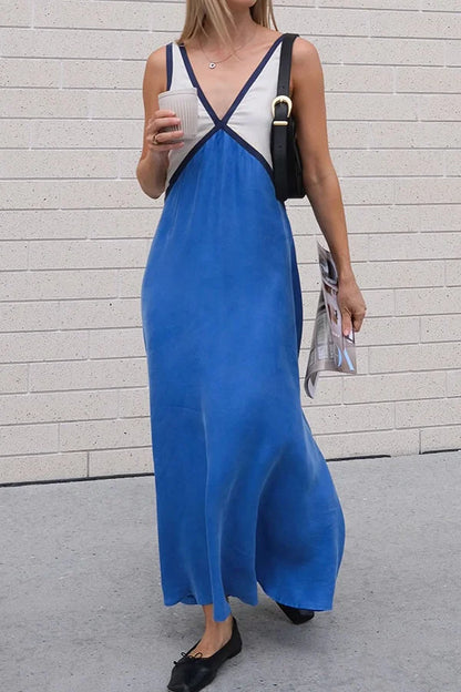 Rosie Chic Colourblock Midi Dress with V-Neck