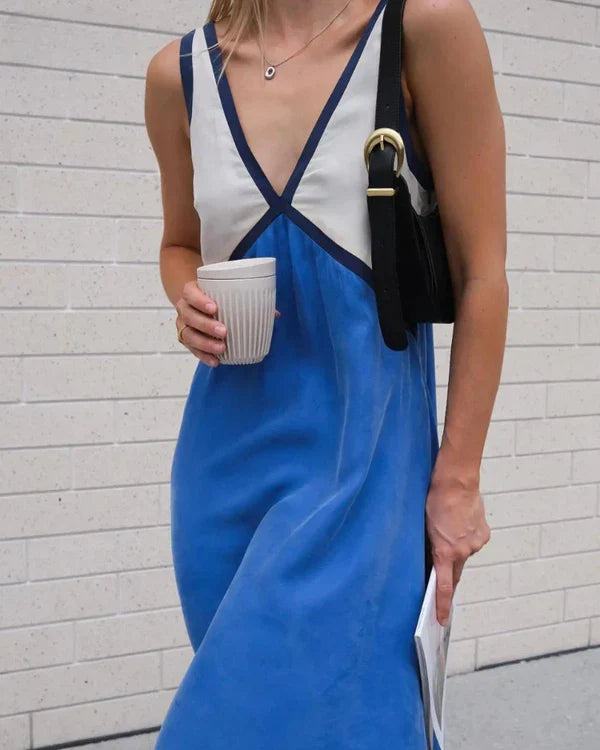 Rosie Chic Colourblock Midi Dress with V-Neck