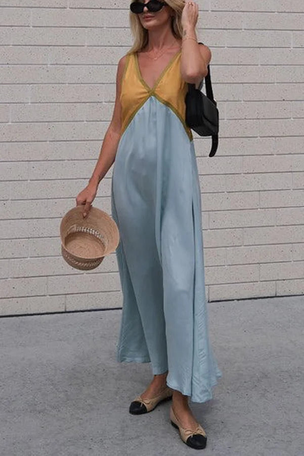 Rosie Chic Colourblock Midi Dress with V-Neck