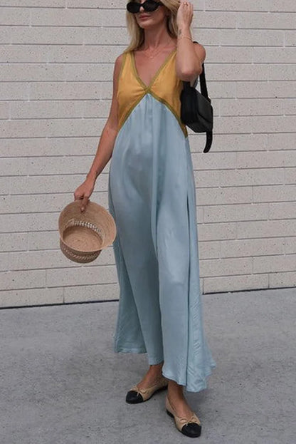 Rosie Chic Colourblock Midi Dress with V-Neck
