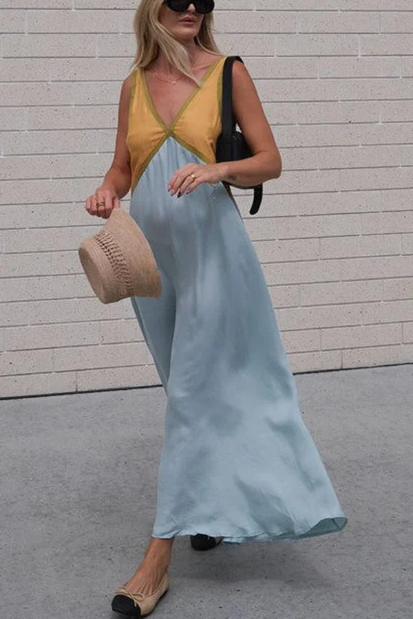 Rosie Chic Colourblock Midi Dress with V-Neck