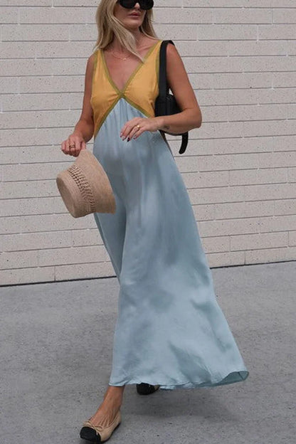 Rosie Chic Colourblock Midi Dress with V-Neck