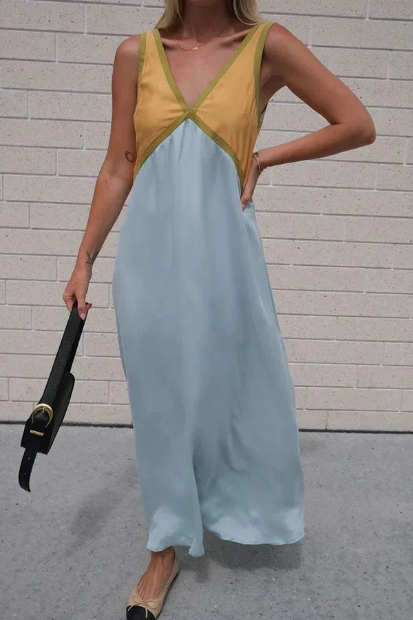 Rosie Chic Colourblock Midi Dress with V-Neck