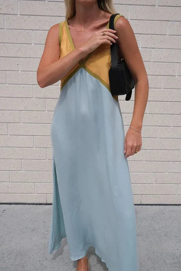 Rosie Chic Colourblock Midi Dress with V-Neck