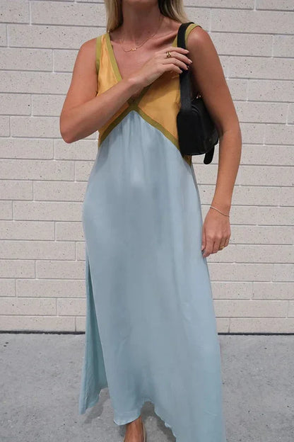Rosie Chic Colourblock Midi Dress with V-Neck