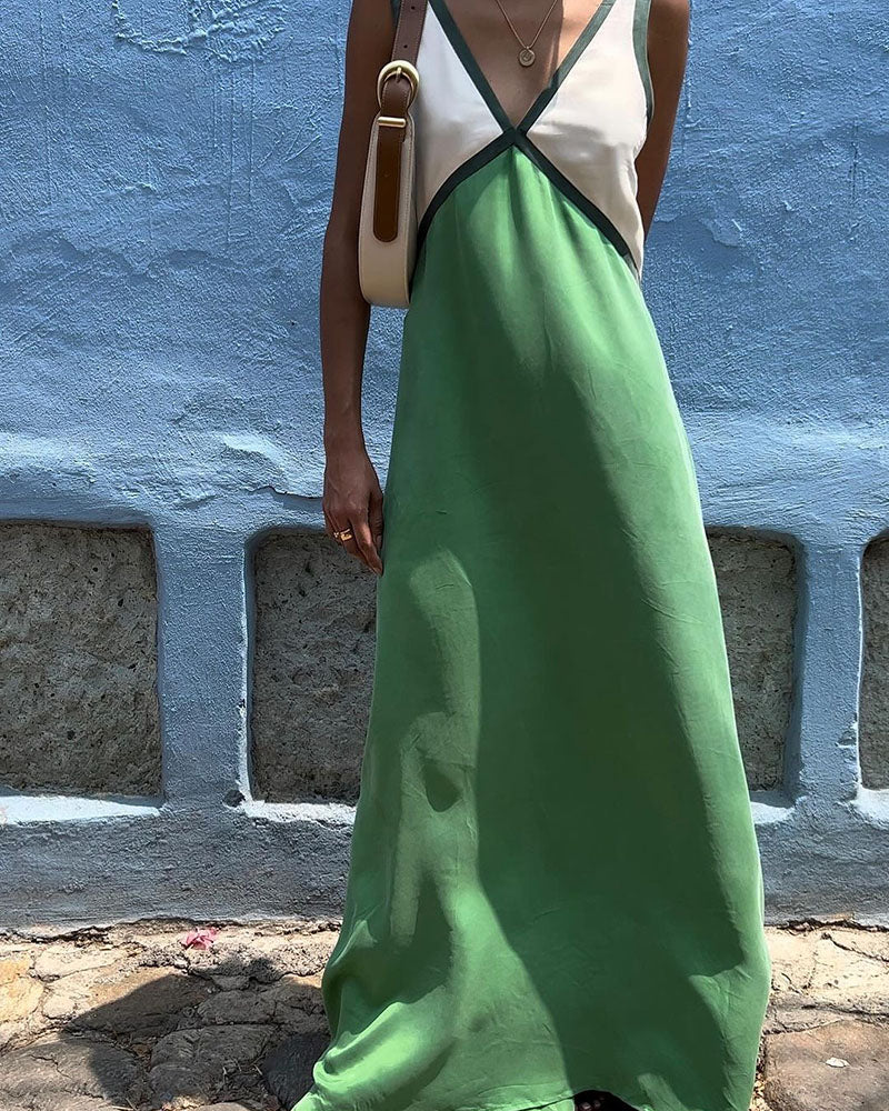 Rosie Chic Colourblock Midi Dress with V-Neck