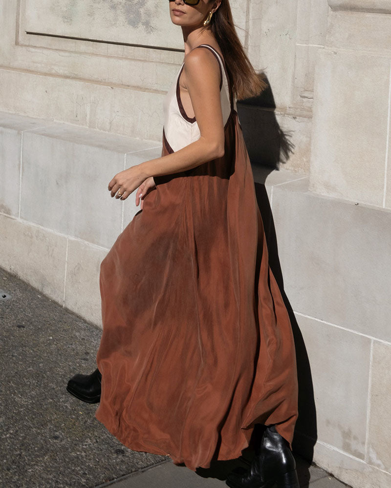 Rosie Chic Colourblock Midi Dress with V-Neck