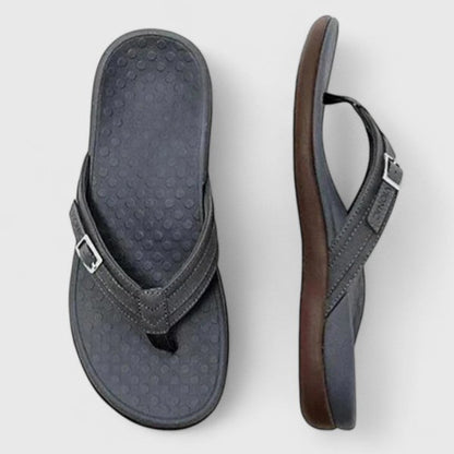 Shea Flat Thong Sandals with Woven-Look Buckle Strap – Black