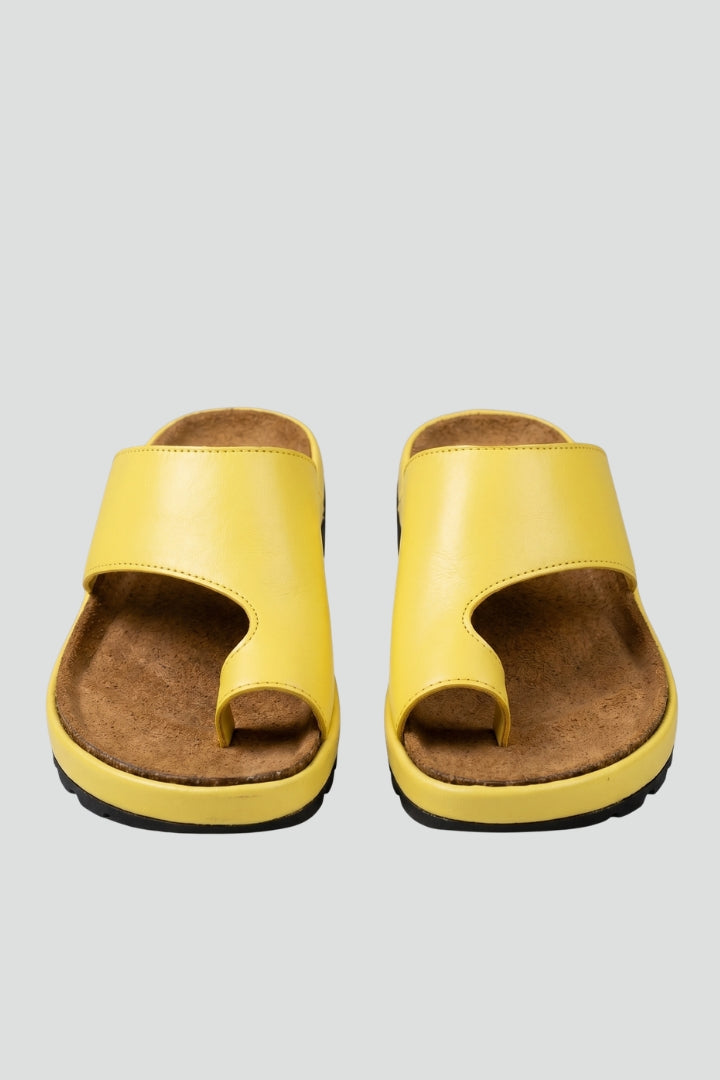 Sian Broad Strap Slides with Toe Loop and Cork-Effect Footbed