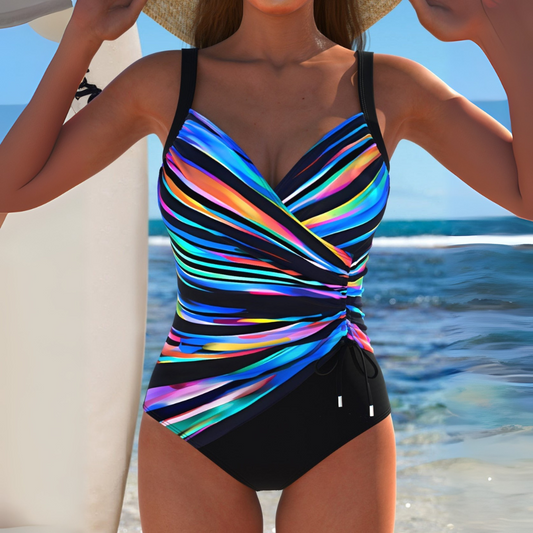 Tegan Modest Full Coverage One Piece Swimsuit with Wide Straps – Black