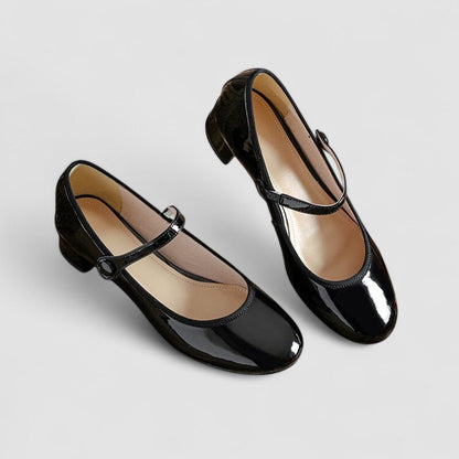 Tina Classic Patent Mary Jane Shoes with Low Block Heel