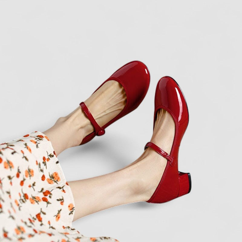 Tina Classic Patent Mary Jane Shoes with Low Block Heel
