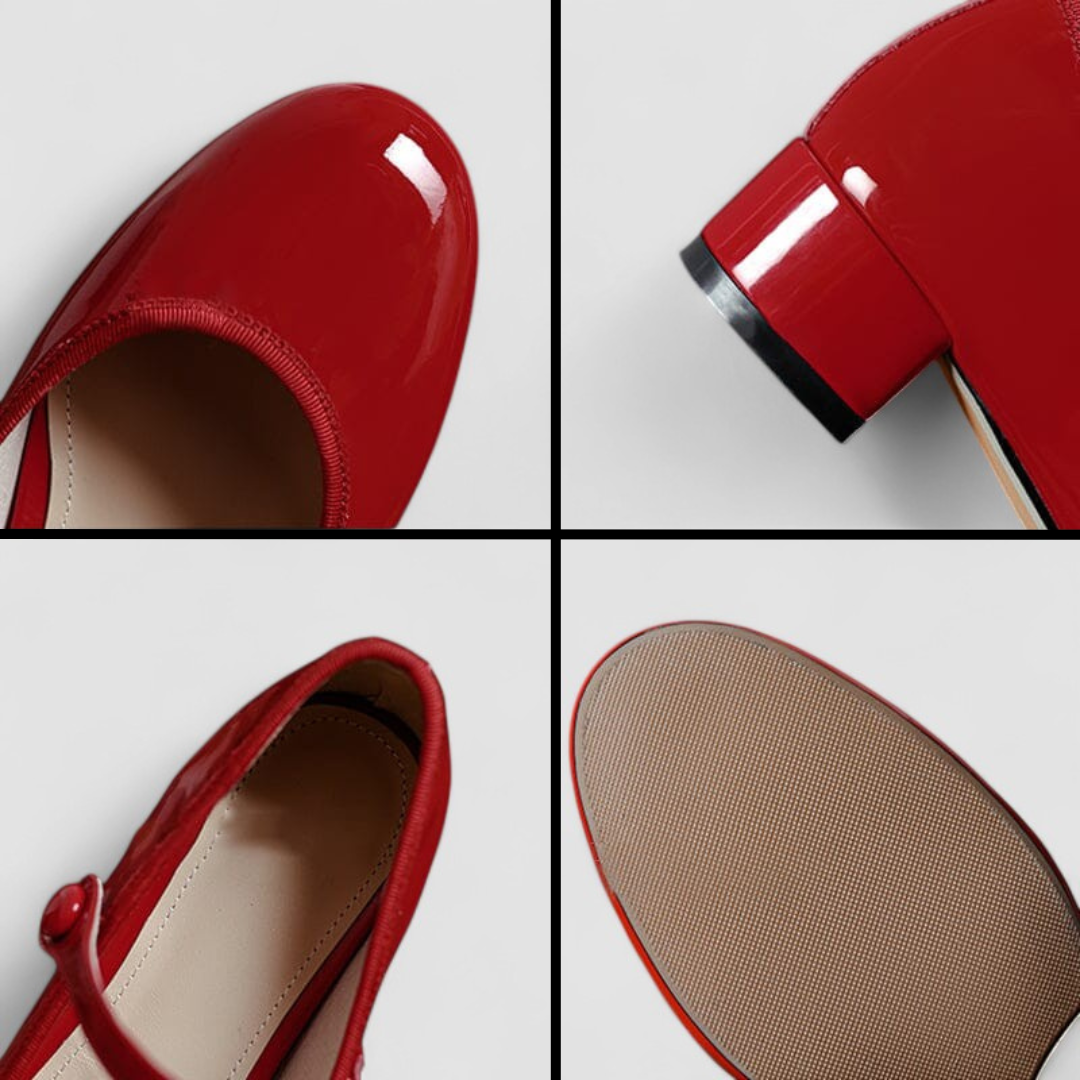 Tina Classic Patent Mary Jane Shoes with Low Block Heel