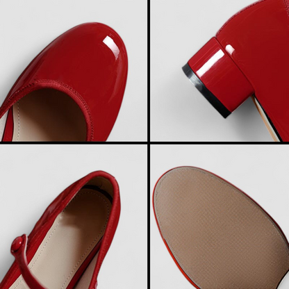 Tina Classic Patent Mary Jane Shoes with Low Block Heel